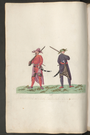 Soldiers with rifles and sabres