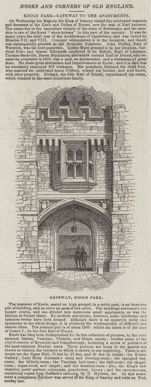 Knole Park, Gateway to the Apartments (engraving)