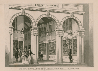 North entrace of Burlington Arcade, London (engraving)