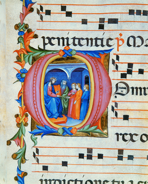 Antiphonary in note 6, a book which contains the chants to be sung by the choir during mass (parchment)