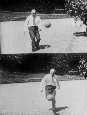 Benito Mussolini (1883-1945), Italian fascist leader, playing ball, 30's