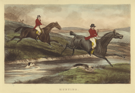 Hunting (coloured engraving)