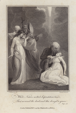 Scene from Night Thoughts, by English poet Edward Young (engraving)