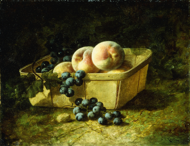 Peaches and Grapes, (oil on canvas)