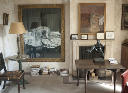 Interior of Lucian Freud's studio with Frank Auerbach's 'Head of E.O.W.' (1955), Francis Bacon's 'Two Figures' (1953), Frank Auerbach's 'Head of Helen Gillespie' (1962) and Rodin's 'Study for Iris, Messenger of the Gods' (c.1890), 2011 (photo)