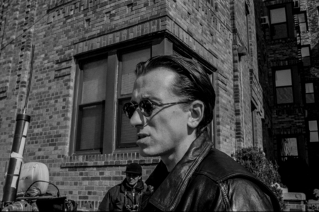 Tim Roth, on the set of Little Odessa, Brighton Beach, New York (b/w photo)