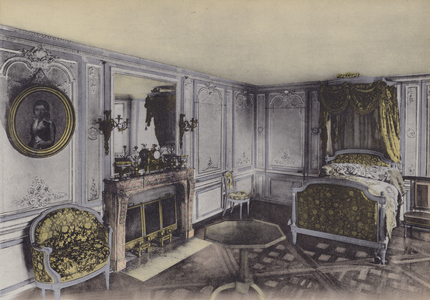 Petit Trianon, Chambre de Marie-Antoinette, Little Trianon, Marie-Antoinette Bedroom (coloured photo)