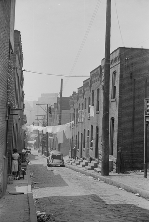 Houses on "The Hill" slum section, Pittsburgh, Pennsylvania,  1938 (b/w photo)