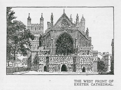 The West Front of Exeter Cathedral (litho)