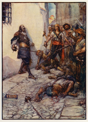 Fiercely and long this gallant man fought (colour litho)