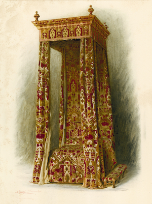 Upholstered Bed, Hampton Court Palace (chromolitho)