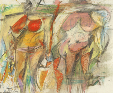 Two Women's Torsos, 1952 (pastel & charcoal on ivory wove paper)