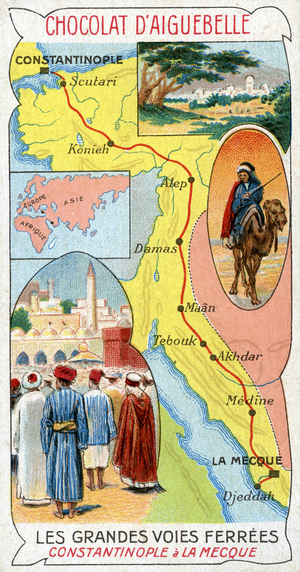 The  Railway Line from Constantinople to Mecca, from a series of promotional cards on Great Railway Lines, produced by Chocolat d'Aiguebelle, 1900-19 (colour litho)