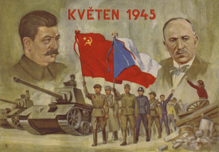 Defeat of Nazi Germany and liberation of Czechoslovakia by the Soviet Red Army, May 1945 (colour litho)