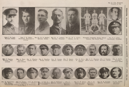 Casulties of the First World War. Portraits of soldiers killed or wounded.