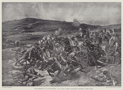 The disaster at Koorn Spruit, the Royal Horse Artillery working their guns (litho)