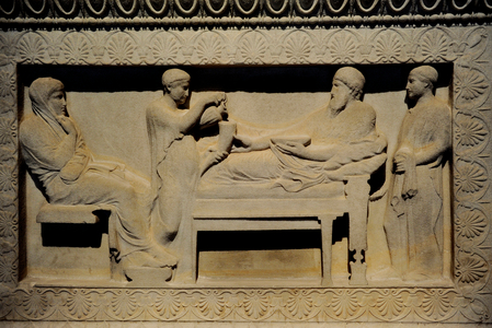 Banquet scene. 5th century BC. (relief)