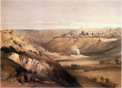 In the Holy Land: Jerusalem, seen from the Mount of Olives (engraving)
