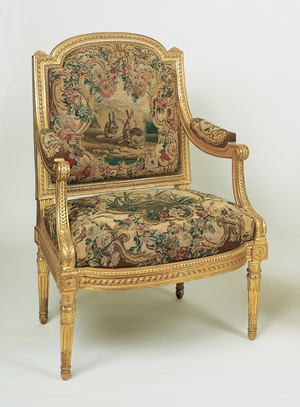 Armchair (gilded wood with tapestry)