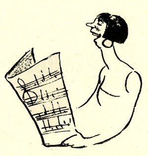 Singer reading score drawing