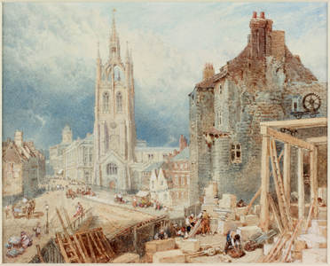 The Black Gate and St Nicholas' Cathedral, Newcastle (bodycolour & w/c on paper)