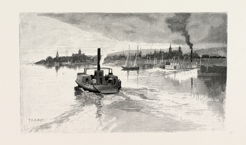 New Brunswick, Fredericton, From the River, Canada, Nineteenth Century Engraving