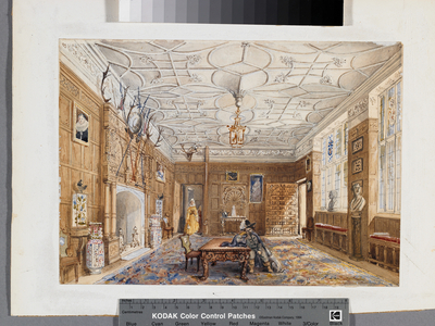 The Hall, Forde House, Devon, c.1847 (watercolour & gouache over pencil on paper)