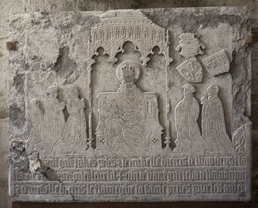 Bas-Relief. Stone. Devotion monument of Jacques Polés (Monument votif de Jacques Polés). Origin of the brotherhood (Frères Mineurs de Tournai). Ca 1400. Detail.