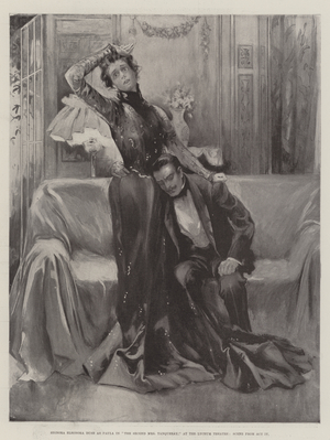 Signora Eleonora Duse as Paula in "The Second Mrs Tanqueray," at the Lyceum Theatre, Scene from Act IV (litho)