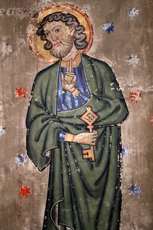 Saint-Pierre-le-Jeune Protestant Church, Saint Peter, Fresco, Strasbourg, France.