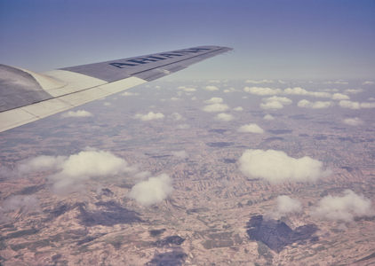 Aerial view of mountains from prop-jet aircraft, Afghanistan, 1969 (photo)