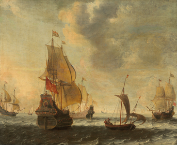 Dutch Ships in a Lively Breeze, probably 1650s (oil on canvas)
