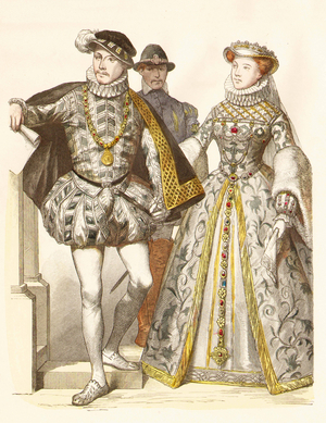 Charles IX of France with Eleanor of Austria, 16th century (copper plate print)