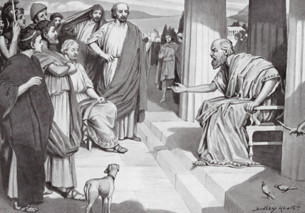 Socrates addressing the Athenians (litho)
