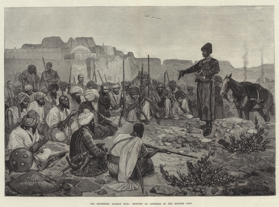 The Impending Afghan War, Meeting of Afreedis in the Khyber Pass (engraving)