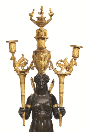 Pair of Monumental Candelabra, Empire Period, early 19th century (gilded bronze)