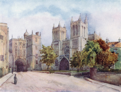 Bristol Cathedral, West Front (colour litho)