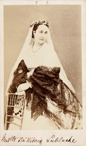 Portrait of Emilie de Méric Lablache, 1860s (b/w photo)