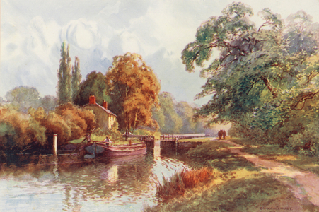 River Thames: Sonning Lock (colour litho)