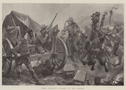 Rebel Colonists attacked by Our Cavalry (litho)