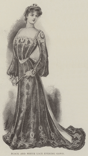 Black and White Lace Evening Gown (litho)