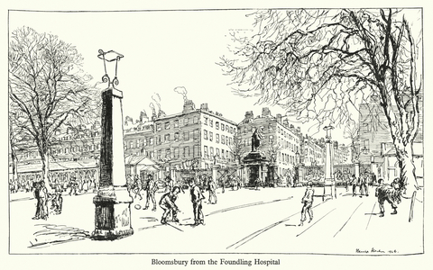 London: Bloomsbury from the Foundling Hospital (litho)