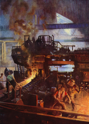 Universal Mill at the Birmingham Works of Henry Wiggin (colour litho)