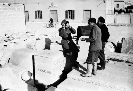 Marsala, 1960, Garibaldino Route, Some granite blocks lying near the customs office since the war of 1915-18 (b/w photo)
