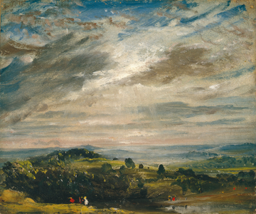 View from Hampstead Heath, looking towards Harrow, 1821 (oil on paper)