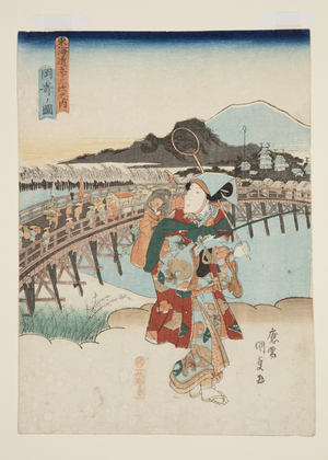 View of Okazaki (Okazaki no zu) (colour woodblock print)