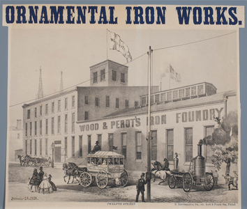 Wood & Perot's ornamental iron works, Philadelphia, printed by Eugene Ketterlinus (d.1886), December 28, 1858 (litho tinted with one stone) (see also LCP 463867)


