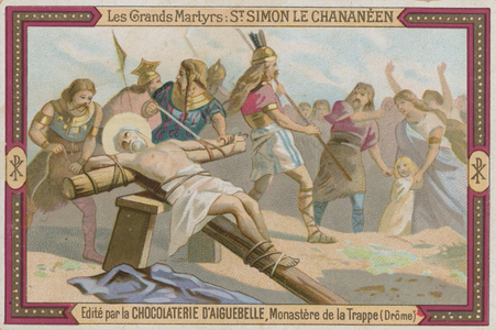 Chocolaterie d'Aiguebelle trade card, Simon the Canaanite (chromolitho)