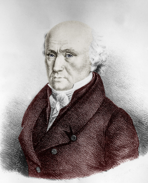 Abraham Louis Breguet (1747-1823) swiss watchmaker, engraving colourized document