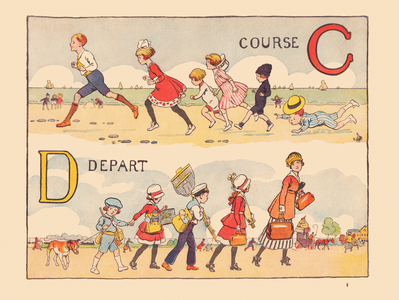 HOLIDAY ALPHABET DONKEYS race, start, 1920 (illustration)